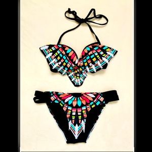 Vibrant Geometric Swimsuit Bikini Set